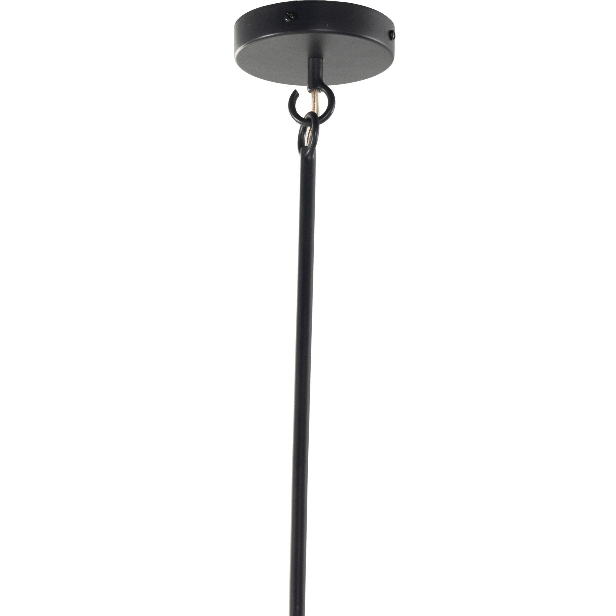 Black rod Grazia matte white plaster pendant light with antiqued iron hardware 
