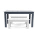 Blue durable all-weather HDPE material on the eco-friendly Rectangular Outdoor Picnic Table with white benches