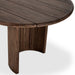 Corner detail Paden 94-inch Outdoor Dining Table in Toasted Brown FSC-certified teak with crescent legs
