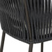 Botton Detail Modern Porto Outdoor Counter Stool with Charcoal Aluminum Frame and Dark Grey Woven Rope Barrel Back