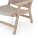 Bottom legs Delano Outdoor Chair with a weathered grey teak frame and thick handwoven grey rope seating