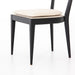 Bottom legs detail Britt Dining Chair in Cambric Ivory performance fabric with black parawood tapered legs