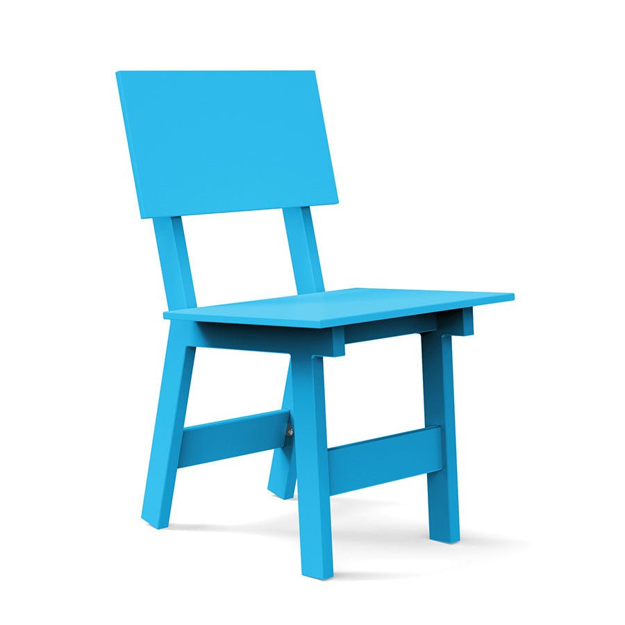 Bright Blue durable all-weather HDPE material on the eco-friendly Square Outdoor Dining Chair 
