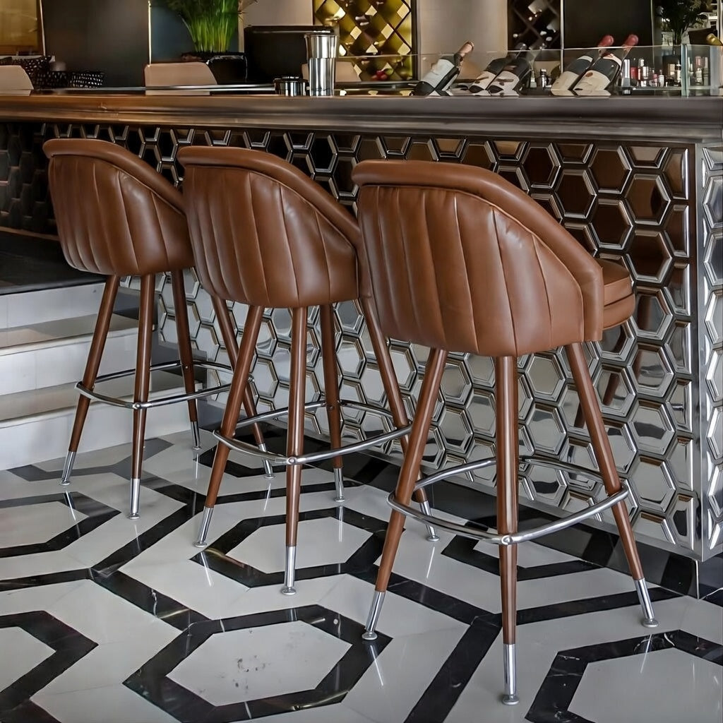 Brown Chrome Close-up of the Channeled King's deep vertical stitch detailing and thick foam cushioning designed for enduring support