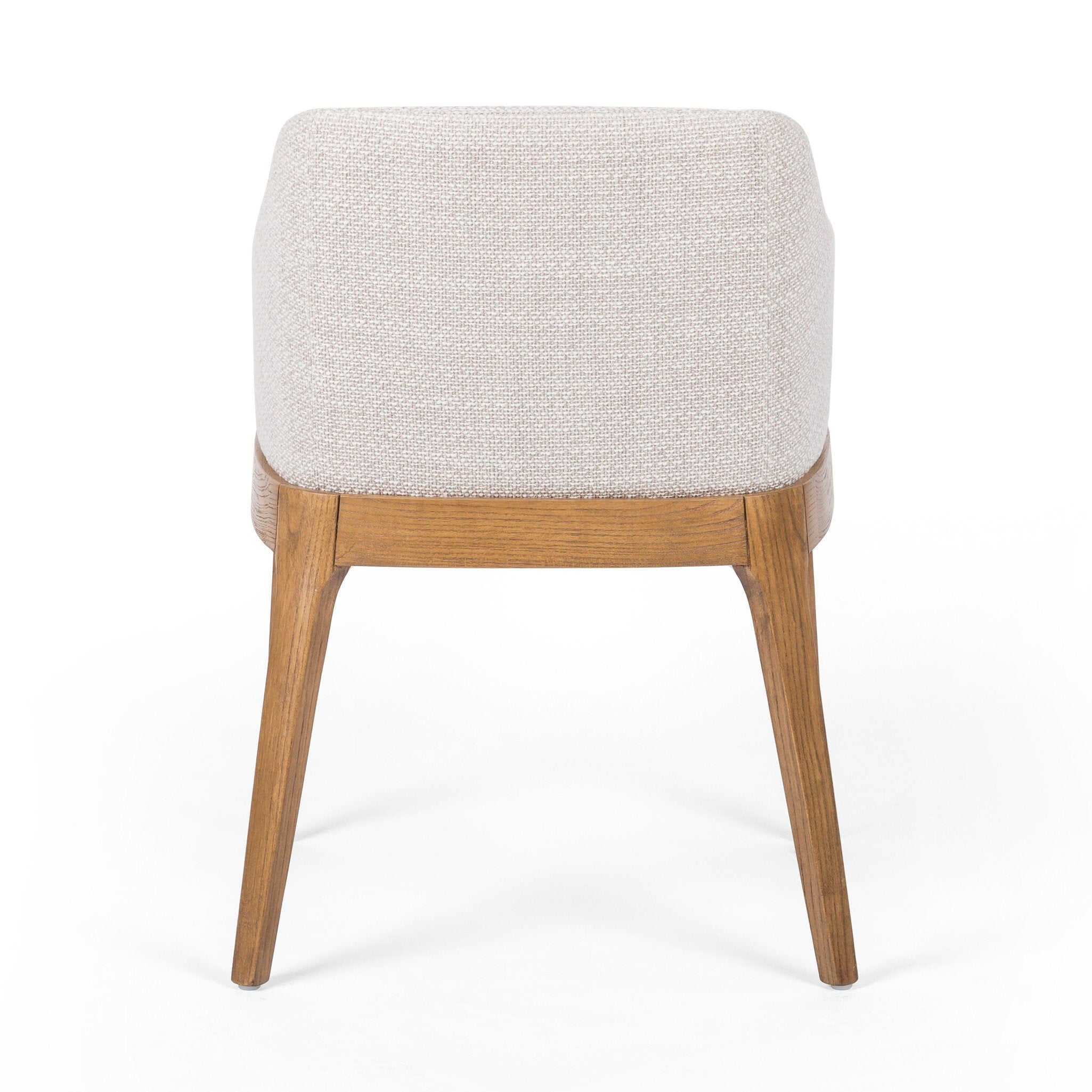 Bryce Dining Chair in light honey solid nettlewood with high-performance upholstered seat, transitional hospitality seating back