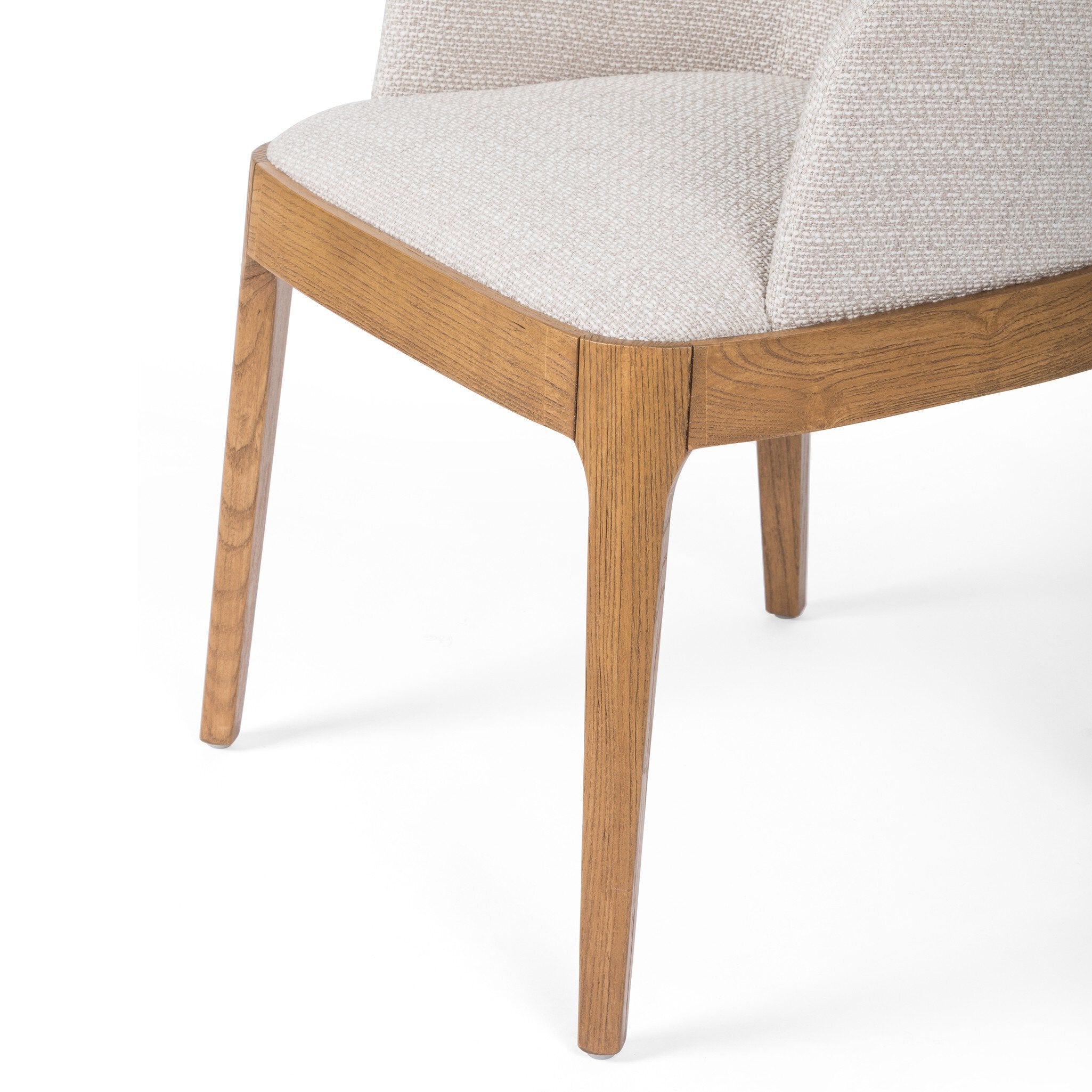 Bryce Dining Chair upholstered seat and tapered splayed legs, commercial dining chair design detailed