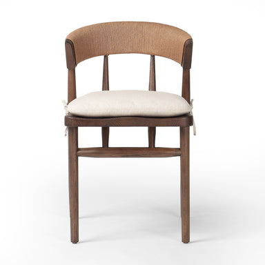 Buxton Armless Dining Chair in solid oak with a hand-wrapped paper rush back and Savile Flax seat