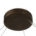 Close-up of a dark brown metal ceiling mount with wires on a white background