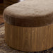 Celeste Interior Accent Bench Toasted Ash Thick Veneer with Brown Altair Mushroom Fabric Curved Retro Contemporary Modern Kidney Shape Side View Detailed Tufted Ottoman and Wood Base Design Scene Hospitality Idea