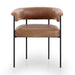 Chaps Saddle Minimalist yoke-back dining chair in Light Camel leather and black iron by Social Design Supply