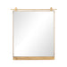 Chico small square wall mirror with a vertical antique brass suspension bar