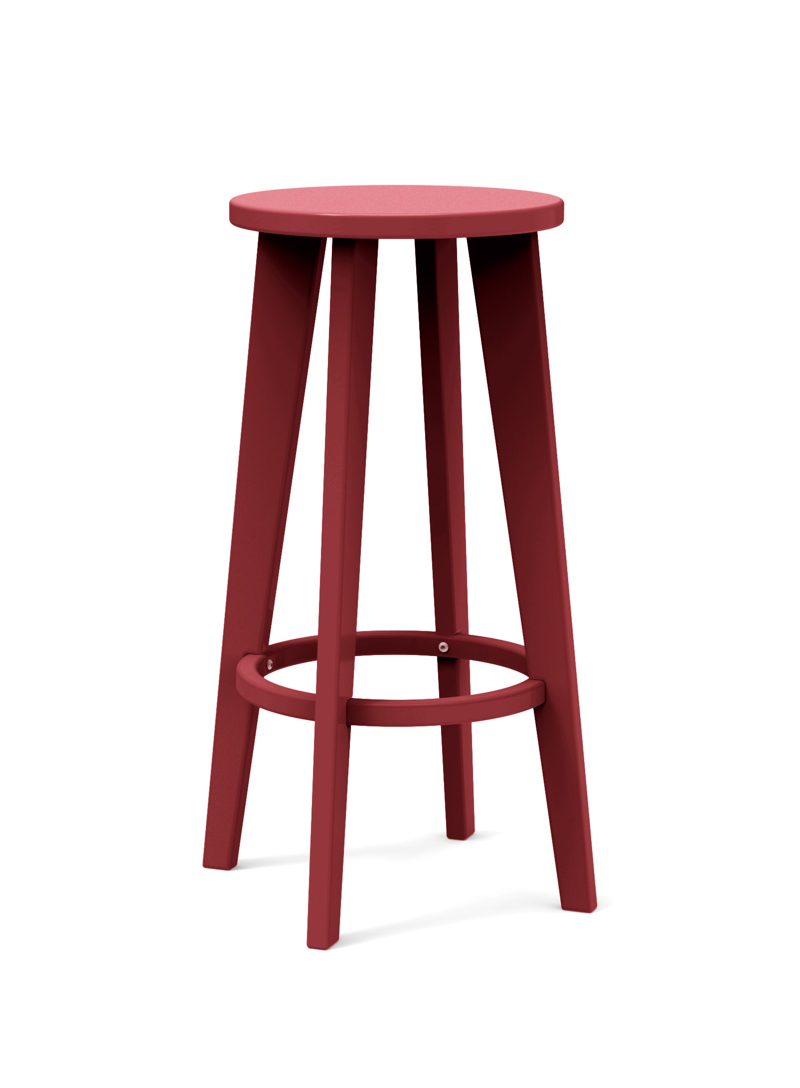 Chili Red durable all-weather HDPE material on the eco-friendly Round Bar Stool