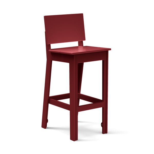Chili Red durable all-weather HDPE material on the eco-friendly Square Bar Stool