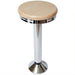 Chrome Paisley bolted bar stool featuring a natural wood seat and a permanent floor-mounted metal base for grounded stability