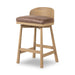 Cloris Swivel Bar Counter Stool Palermo Cigar Leather Brown Cushion Solid Oak Wood Base Angle