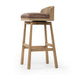 Cloris Swivel Bar Swivel Stool Palermo Cigar Leather Cushion on Solid Oak Wood Base Angle View Detail
