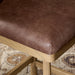 Cloris Swivel Bar Swivel Stool Palermo Cigar Leather Cushion on Solid Oak Wood Base Detail Stitch Brown