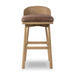 Cloris Swivel Bar Swivel Stool Palermo Cigar Leather Cushion on Solid Oak Wood Base 