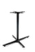 Black metal table base with central column and four spreader feet, top plate visible
