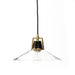 Close-up Novak 10-inch hand-hammered antique brass pendant light with clear glass detail 