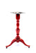 Red 3-leg table base with square top plate and arched tripod legs