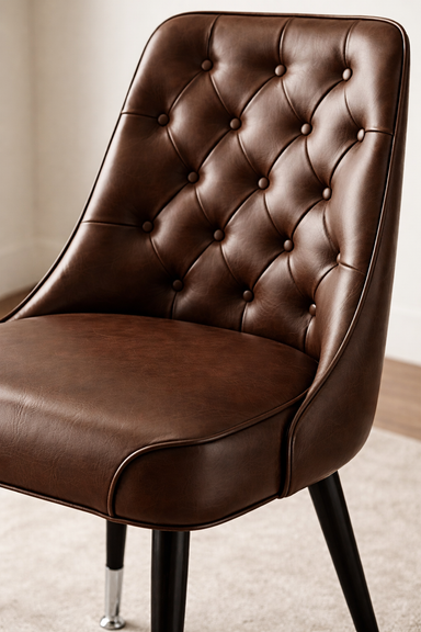Close-up of smooth commercial-grade upholstery and heavy-duty 19-gauge steel frame on Brighton club chair