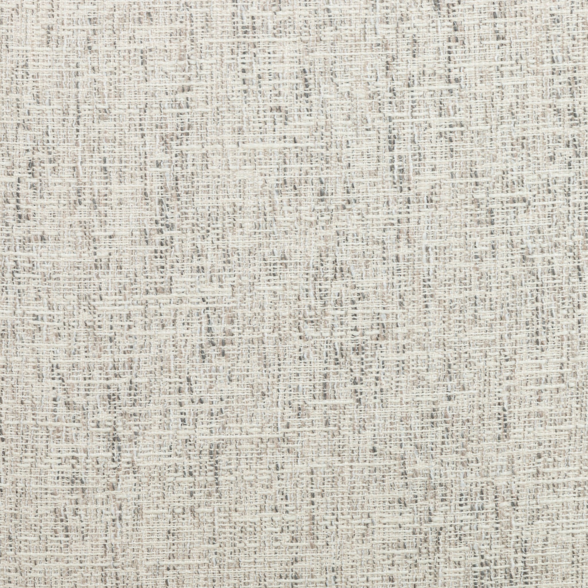 Close-up swatch of textured beige fabric pattern. Astrud Dining Chair in Lyon Pewter with scalloped back and brushed slate iron frame