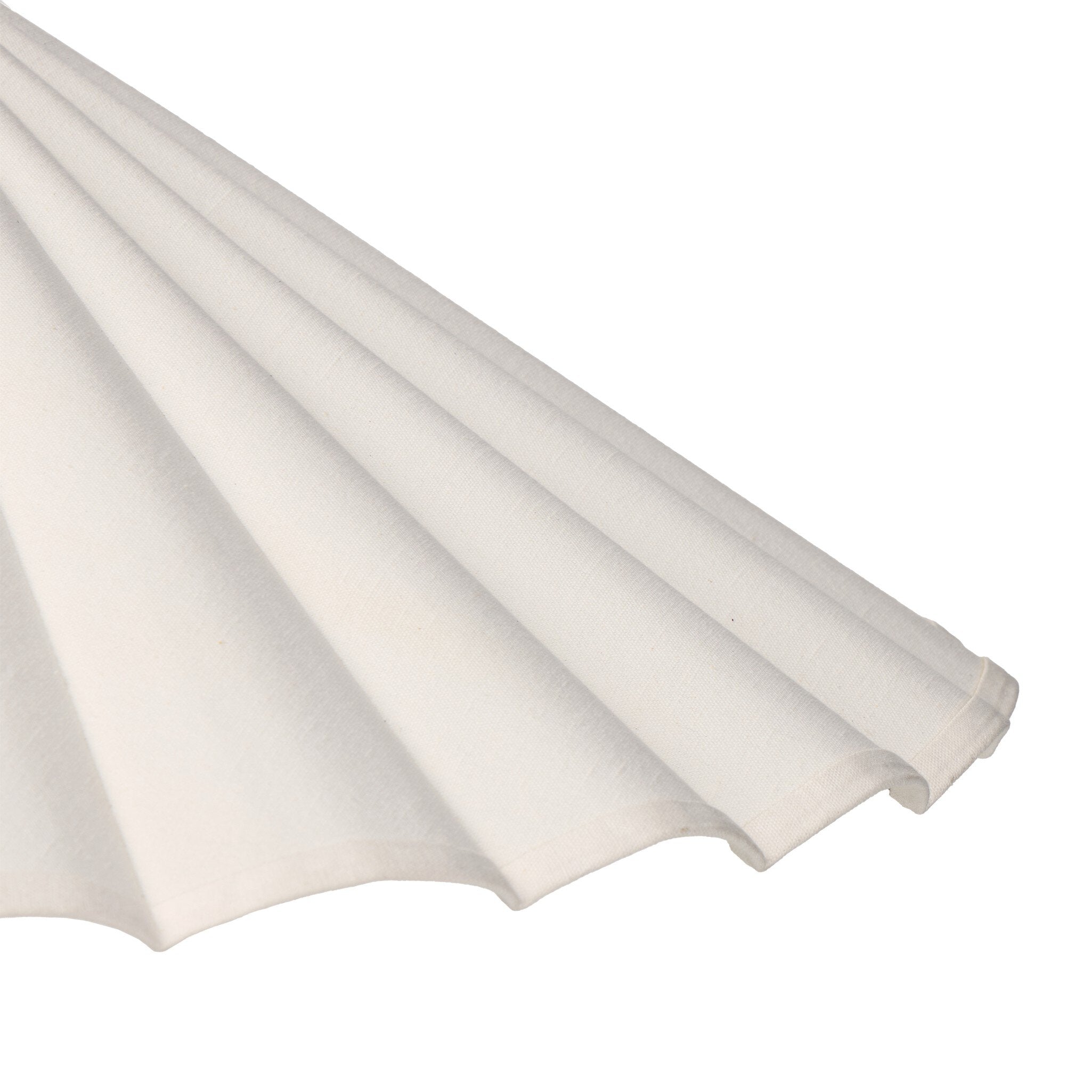 Fiorella 34-inch scalloped cream canvas pendant light with antiqued brass interior close up of pleating canvas