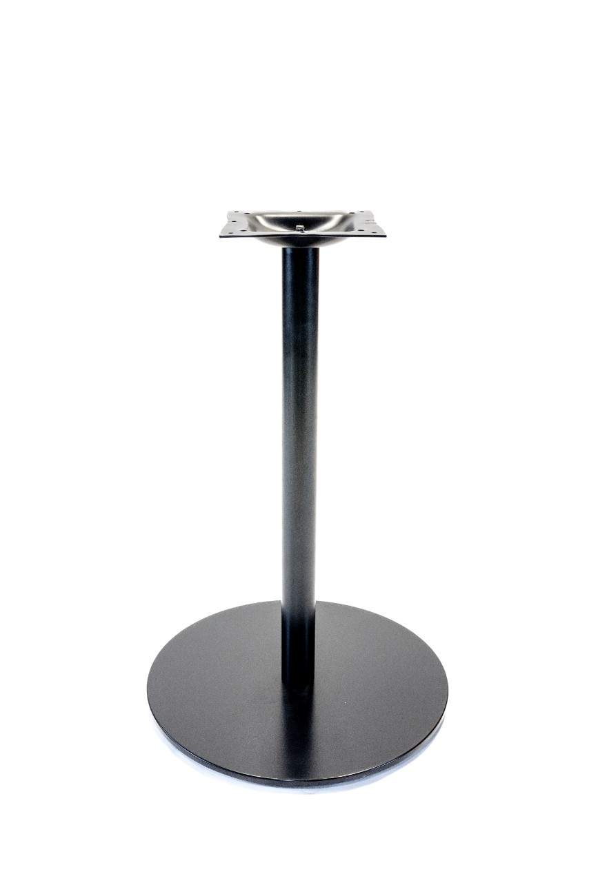 Close view Black metal table base on a white background
