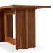 Close view Erie Bar Counter Table in Smoked Oak with a chunky pedestal base and modern rustic design