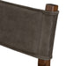 Armless dining chair backrest close-up in dark leather-look with stitched edge and cap