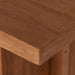 Close view material Erie Bar Counter Table in Smoked Oak with a chunky pedestal base and modern rustic design