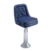 Commercial-grade Whitley bolted bar stool Navy Chome Base with curved backrest and heavy-duty floor mount for restaurant seating