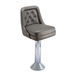 Commercial-grade Whitley bolted bar stool Stone Grey Chrome Base with curved backrest and heavy-duty floor mount for restaurant seating