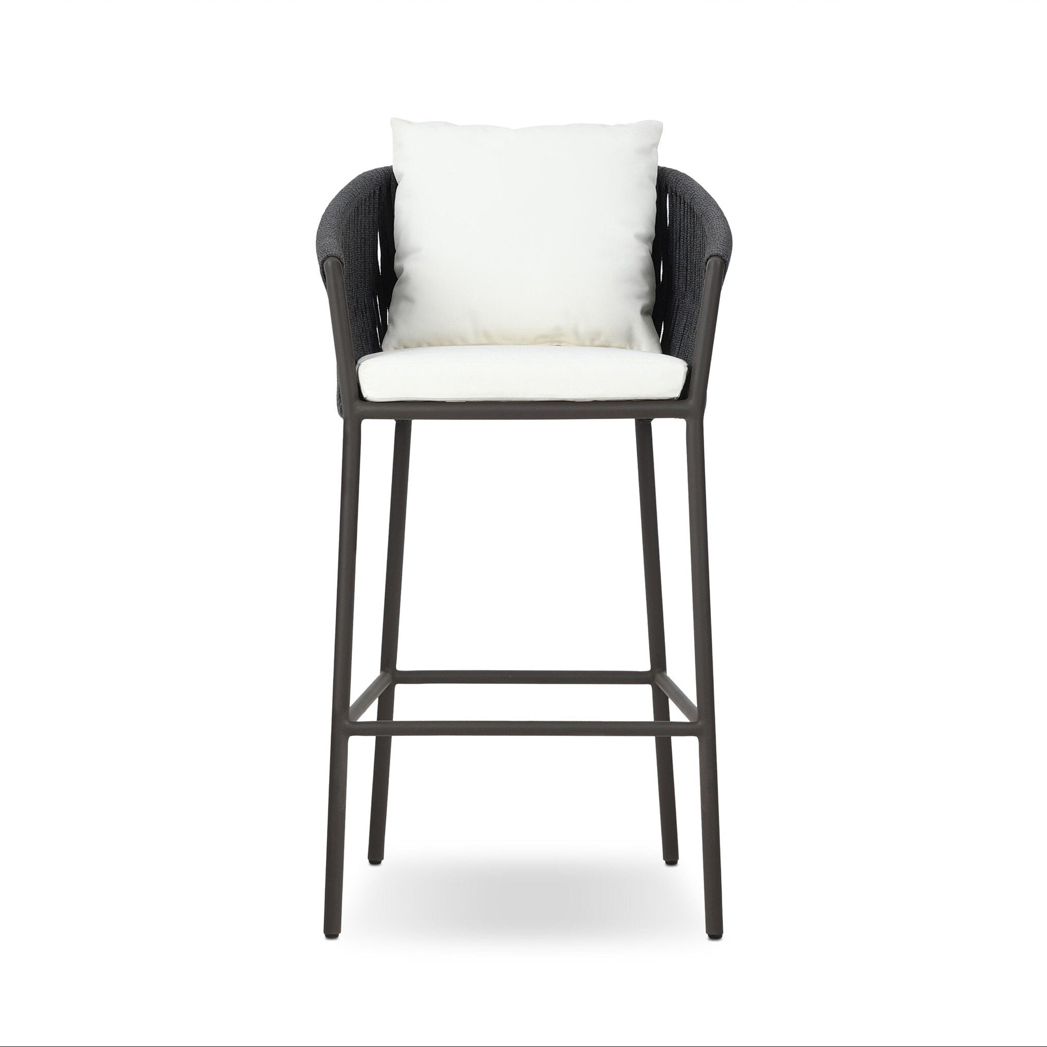 Commercial grade outdoor furniture, Porto rope-woven bar stool for restaurant patios and pool bars