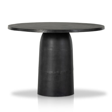 Contemporary Modern 42 inch Basil Cast Aluminum Outdoor Dining Table Round Front on White Background 