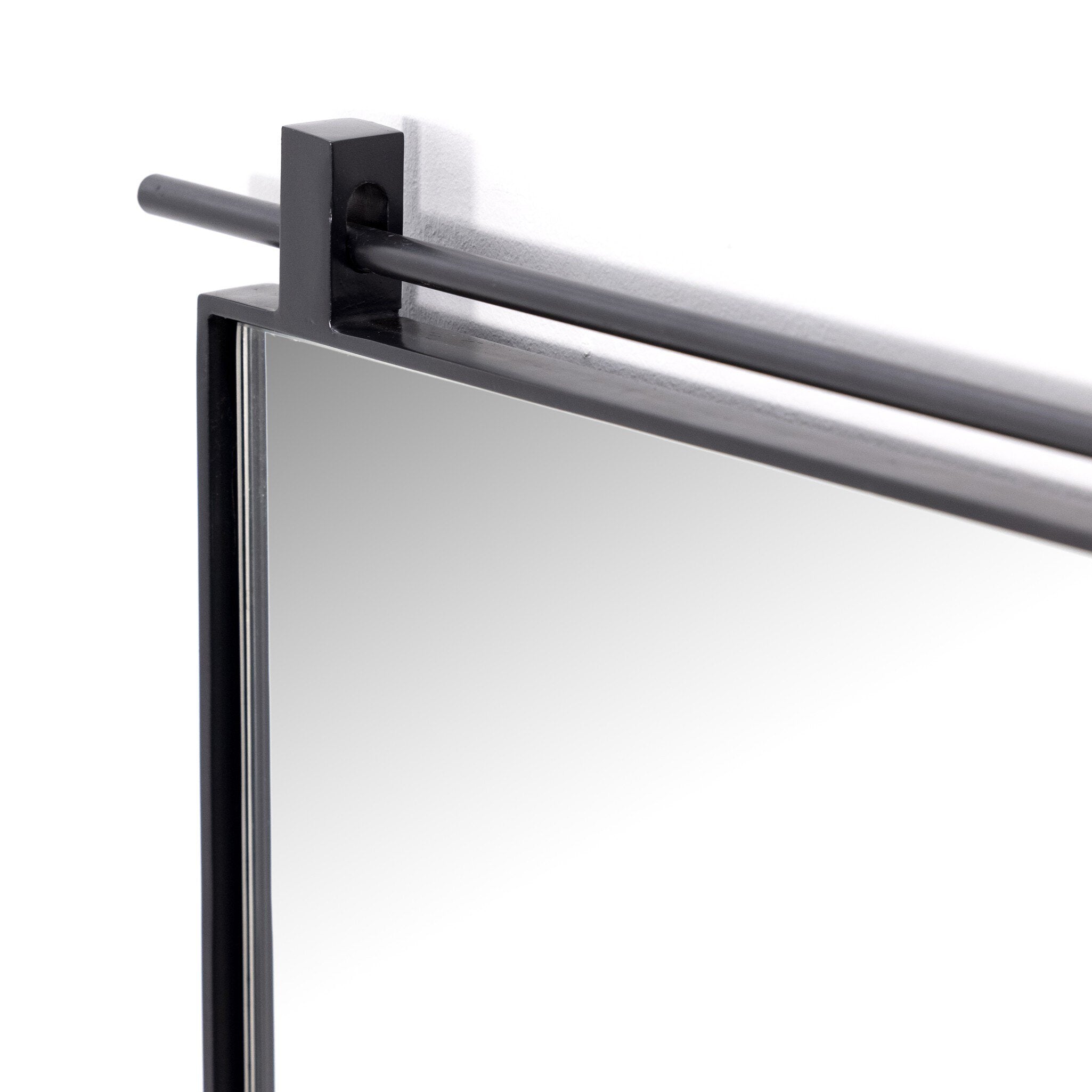 Corner angle Chico small square wall mirror with a vertical antique iron suspension bar