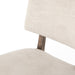 Corner chair detail cushion Orville Dining Chair in Cambric Ivory performance fabric with natural parawood legs