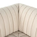 Corner tufting custom Augustine dining banquette in neutral performance fabric with high-back.