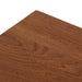 Corner wooden detail Erie Bar Counter Table in Smoked Oak with a chunky pedestal base and modern rustic design