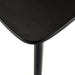 Black armless dining chair seat with rounded front edge and tapered legs.
