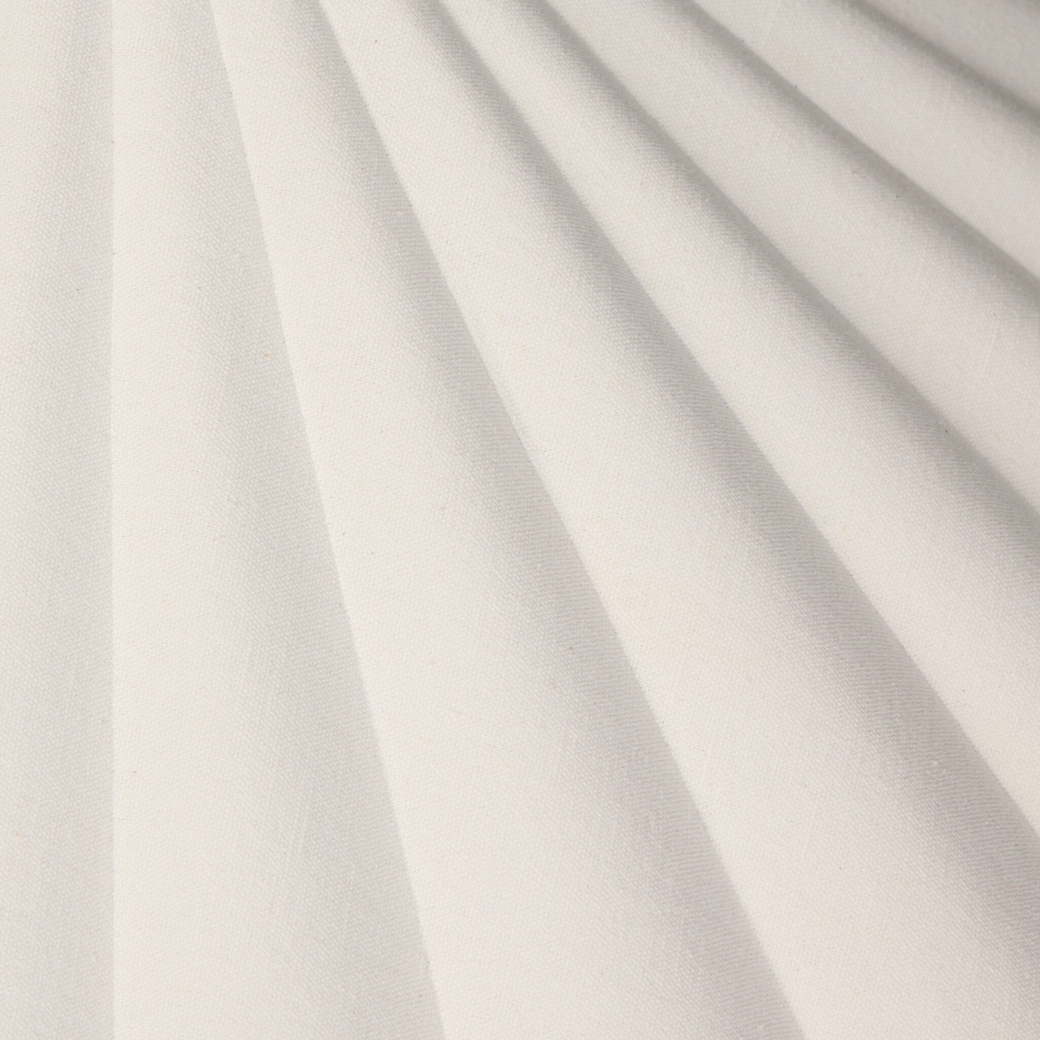 Fiorella 34-inch scalloped cream canvas pendant light with antiqued brass interior cotton pleating detail fabric swatch