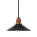 Cullen pendant light with a black leather shade and natural walnut finial 