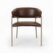 Arlo arm chair with brown leather-look upholstery and light metal legs