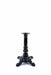 Black cast table base pedestal with round top plate and three claw-style feet