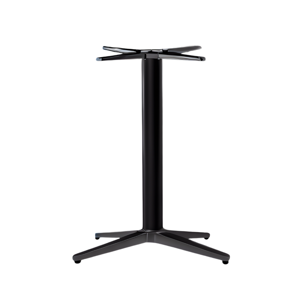Detailed Black Powder coat finish on no rock a heavy-duty steel 4-leg table base with 3M Scotchkote protection