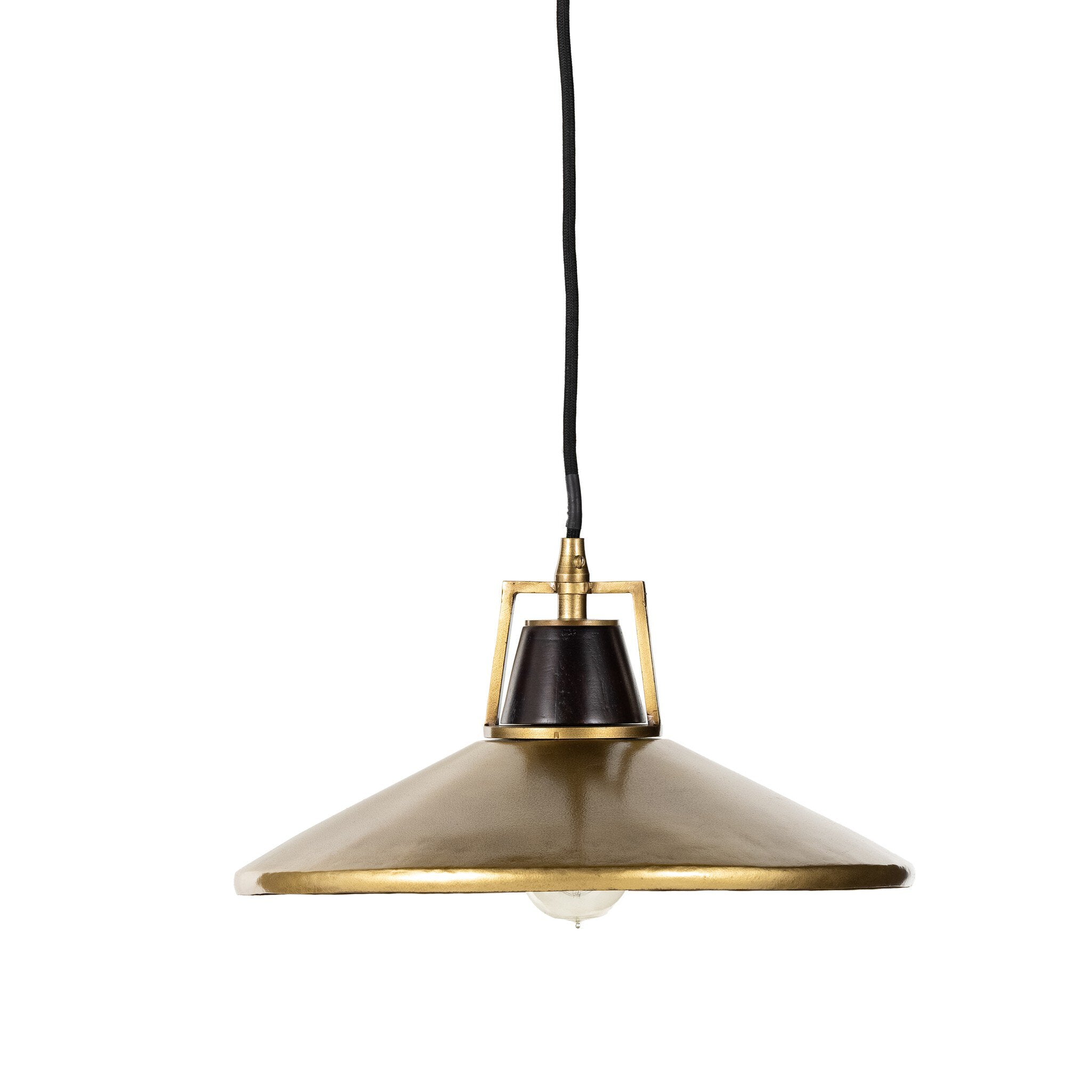 Detail Novak 10-inch hand-hammered antique brass pendant light with perforated metal edge 