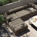 Outdoor 3-piece sectional sofa, Alessi Fawn fabric, deep seat cushions and rounded corner arm