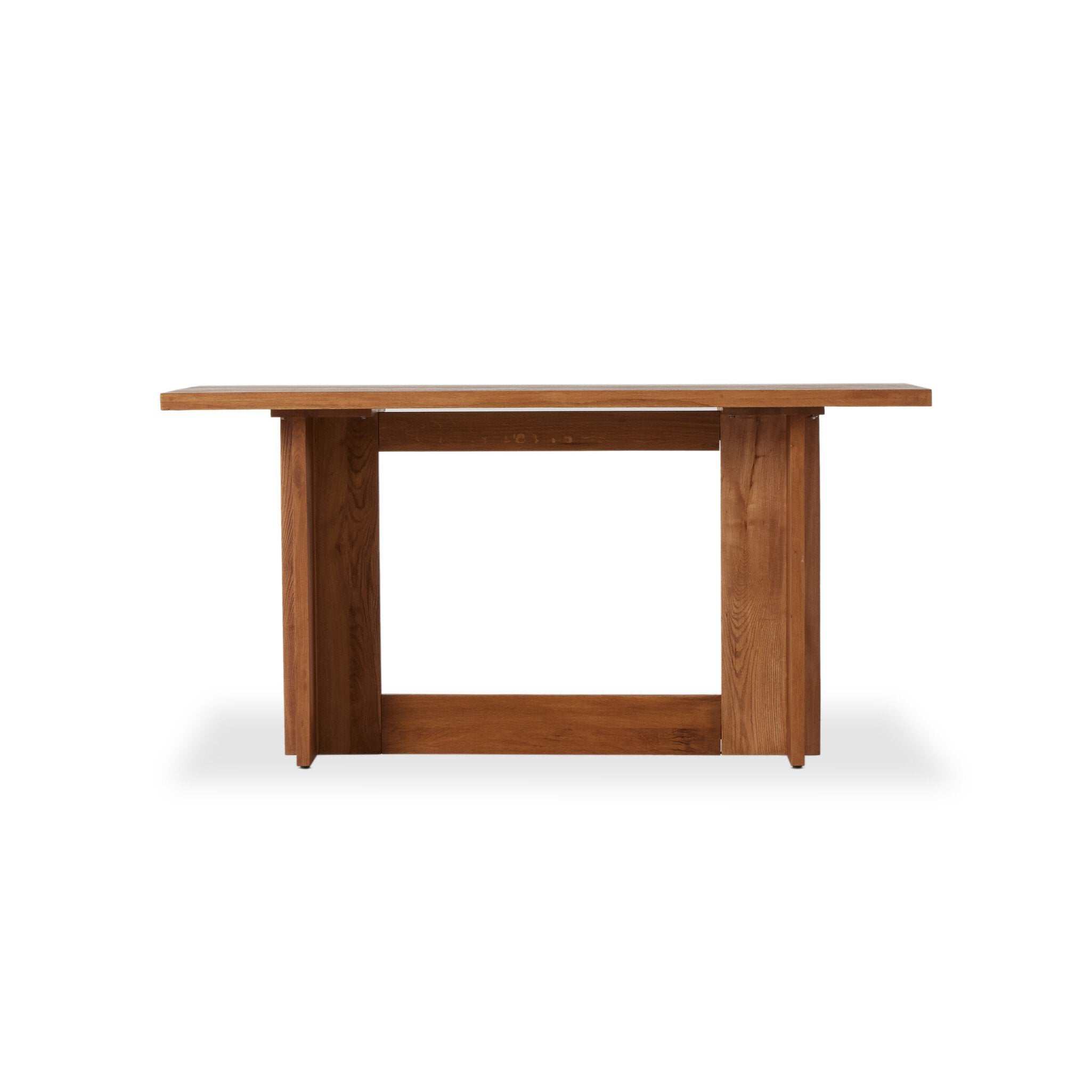 Erie Bar Counter Table in Smoked Oak with a chunky pedestal base and modern rustic design