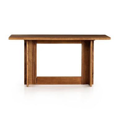 Erie Bar Table in Smoked Oak with a chunky pedestal base and modern rustic design